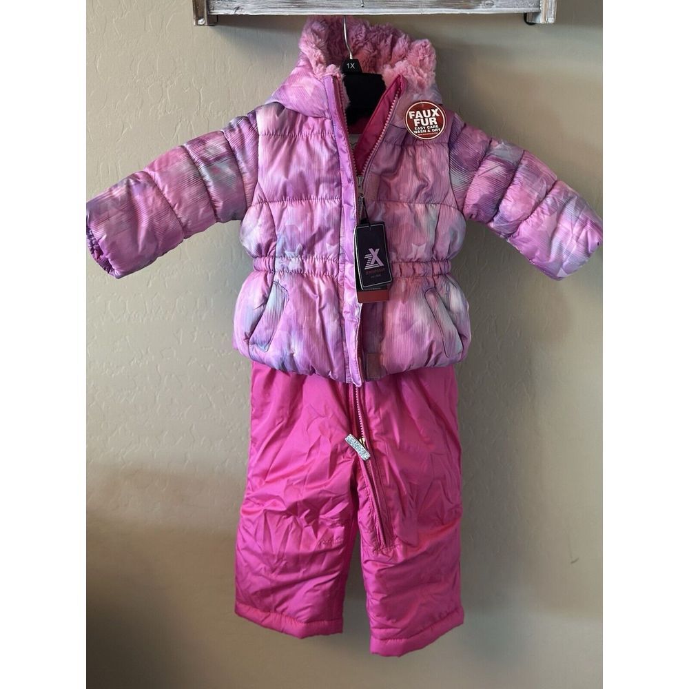 Girls 12 Months Snow Suite Pink Ski Jacket & Bibs Zeroxposure Full Set New w/Tag